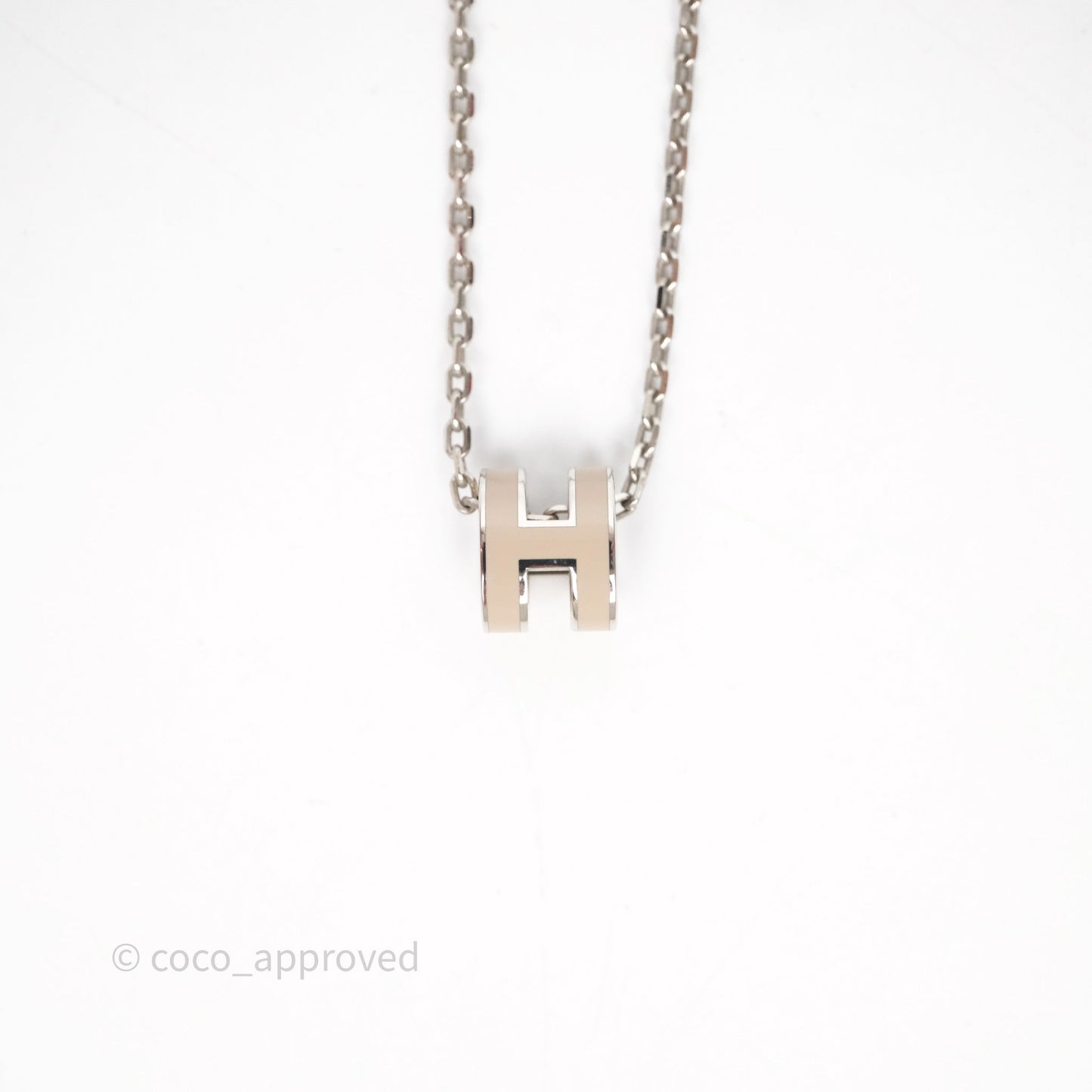 Hermès Mini Pop H Pendant Necklace Marron Glace Palladium Hardware