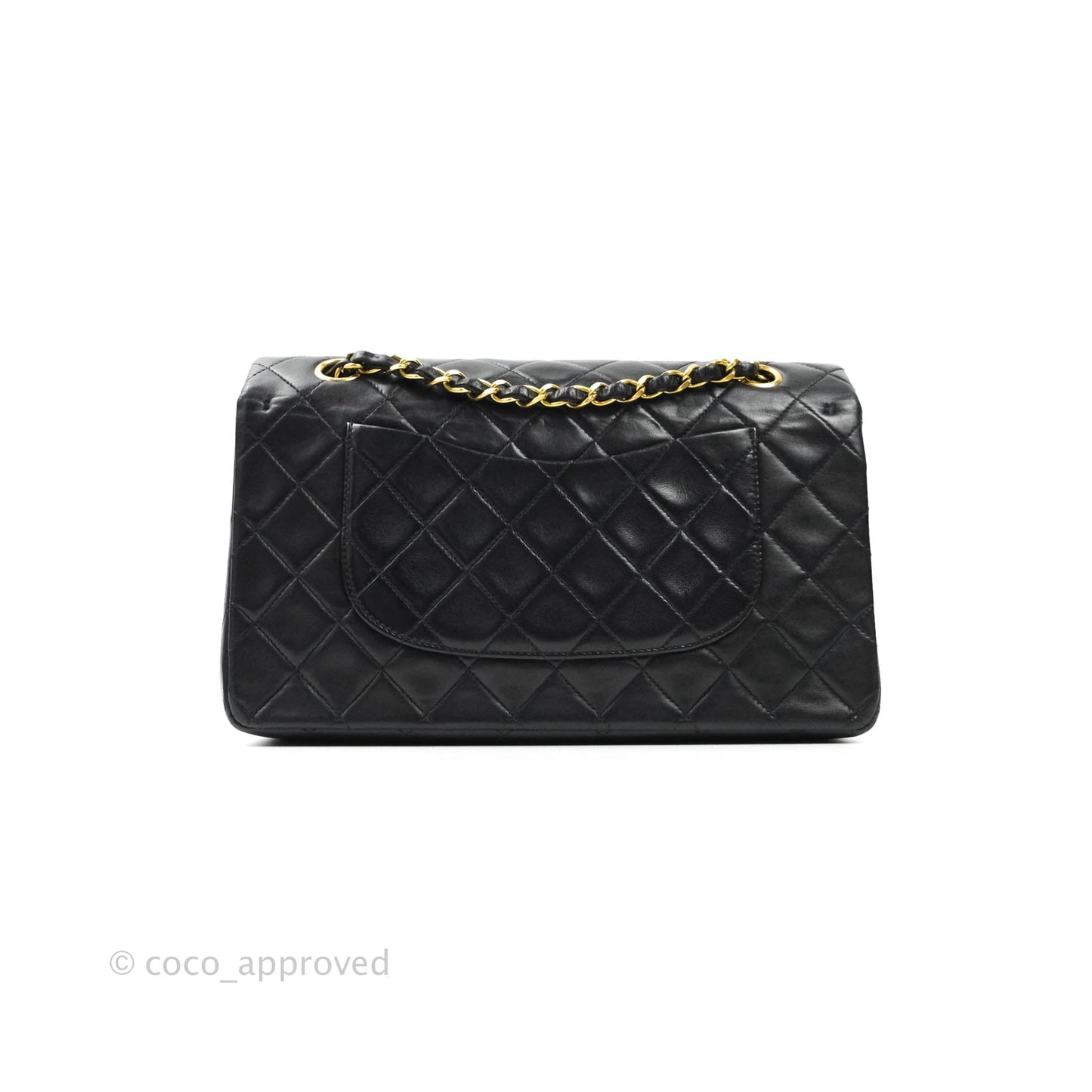 Chanel Vintage M/L Lambskin Medium Double Flap Bag Black 24K Gold Hardware