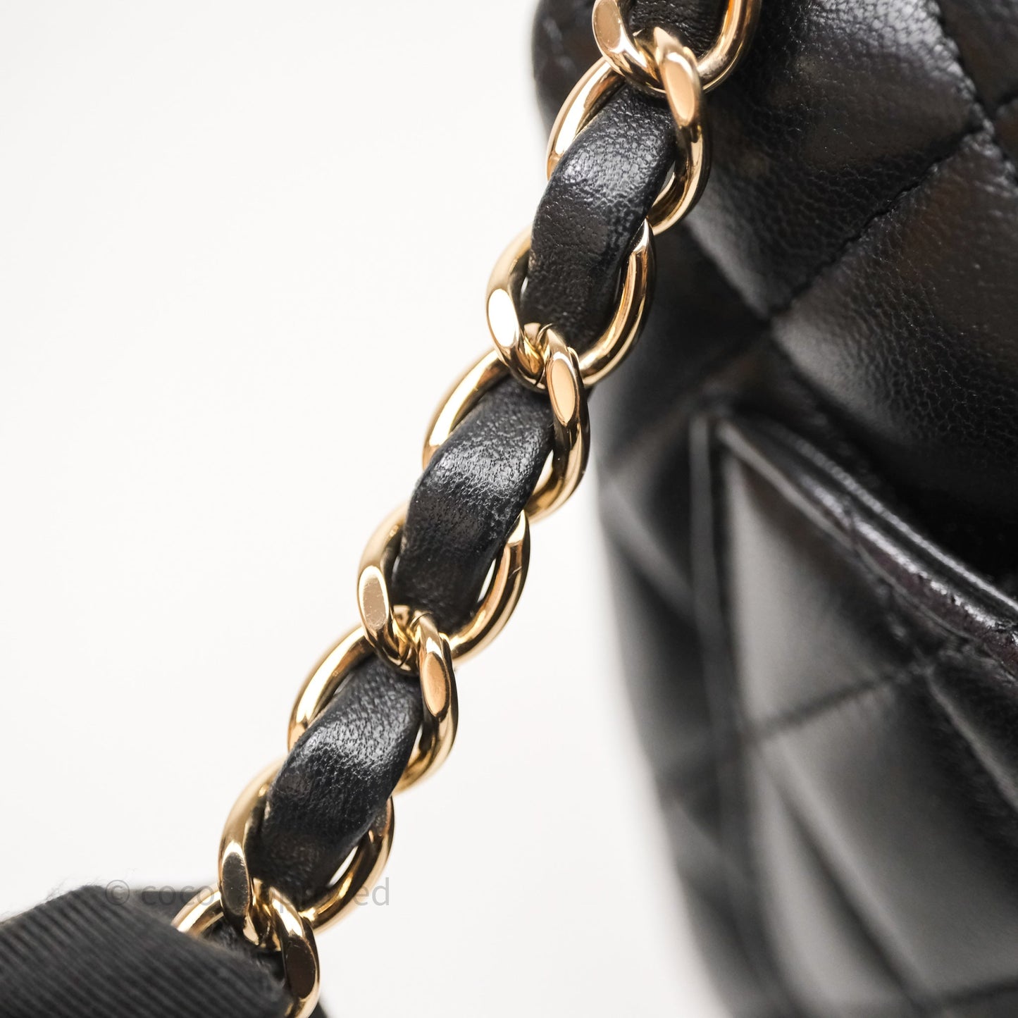 Chanel Mini Square Quilted Black Lambskin Gold Hardware