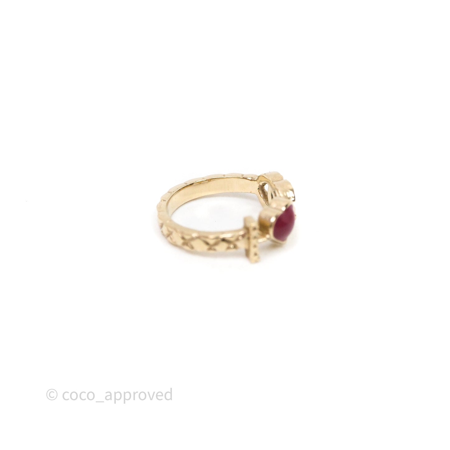 Chanel I Heart CC Logo Ring Gold Tone 17P