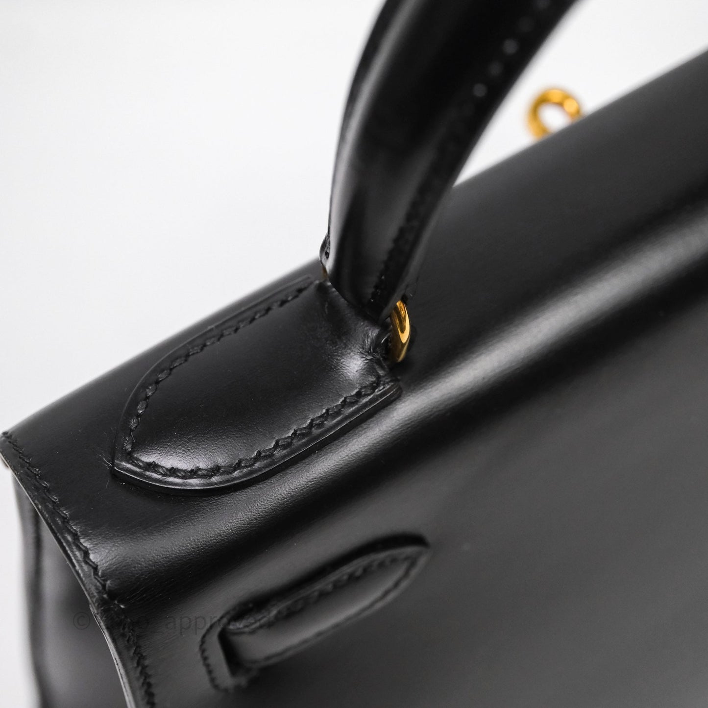 Hermès Vintage Kelly 28 Sellier Black Noir 89 Box Leather Gold Hardware