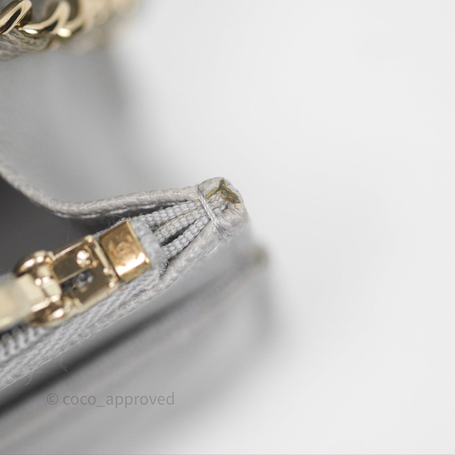 Chanel Classic Quilted Wallet on Chain WOC Grey Caviar Gold Hardware