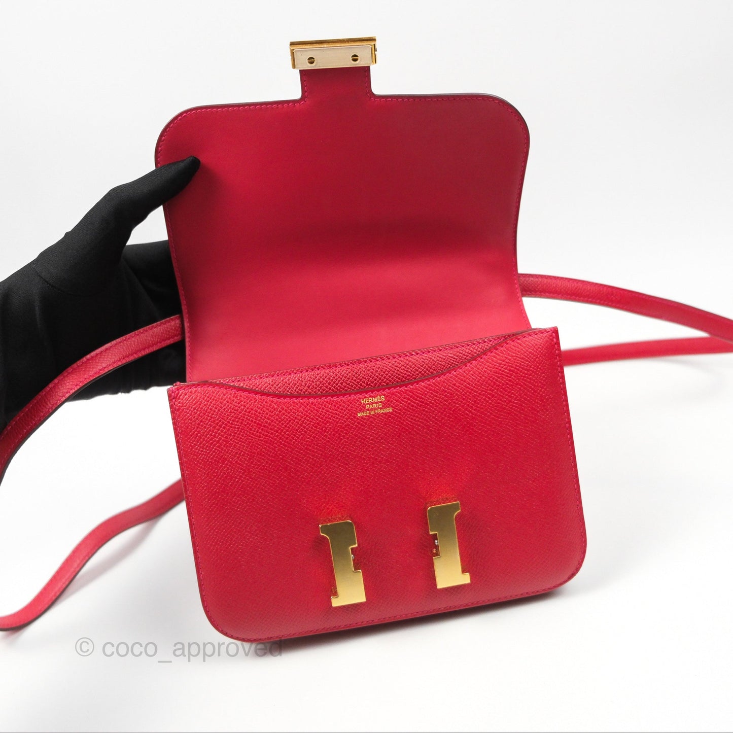 Hermès Constance Mini 18cm Red Epsom Gold Hardware