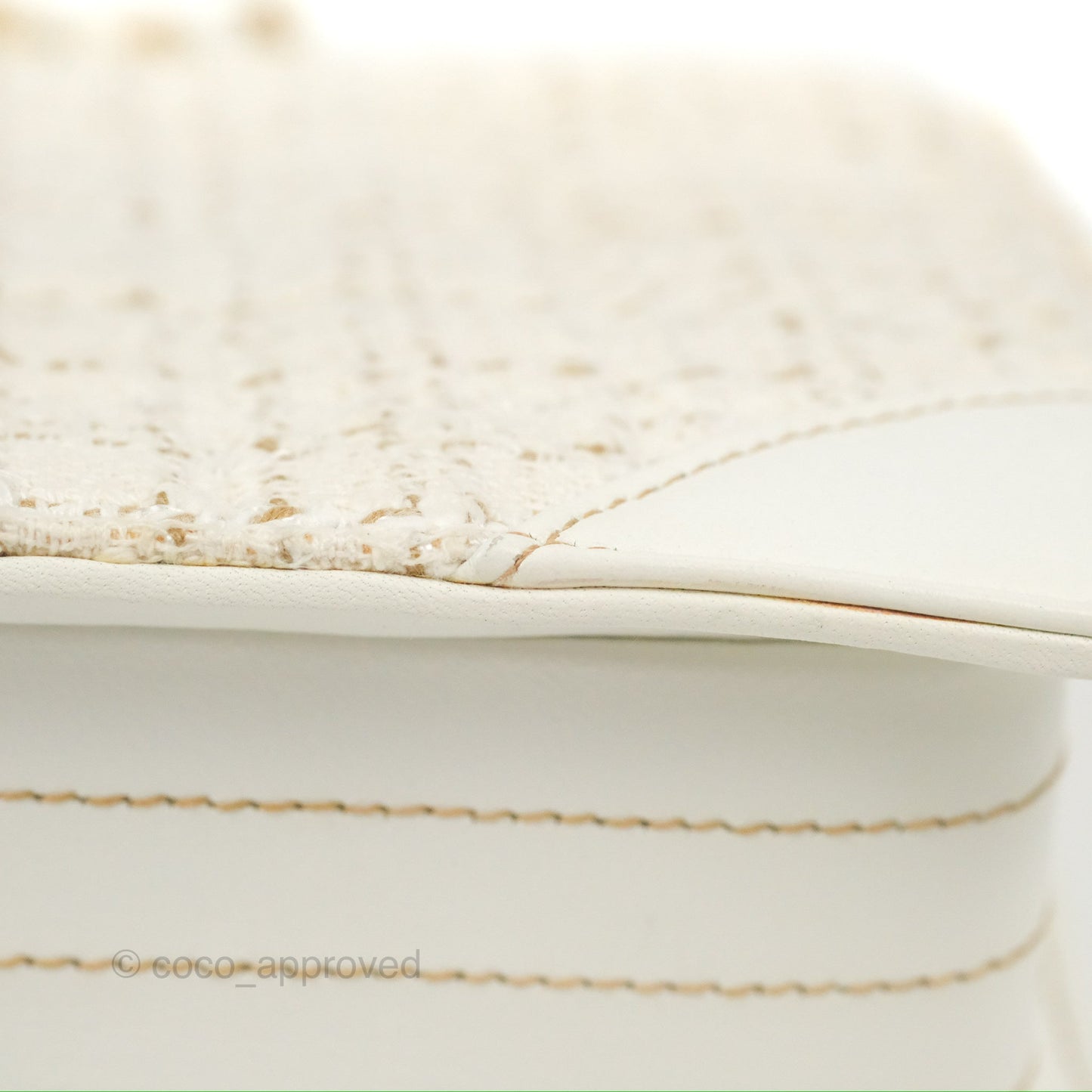Chanel Small Tweed Flap Bag White Aged Gold Hardware