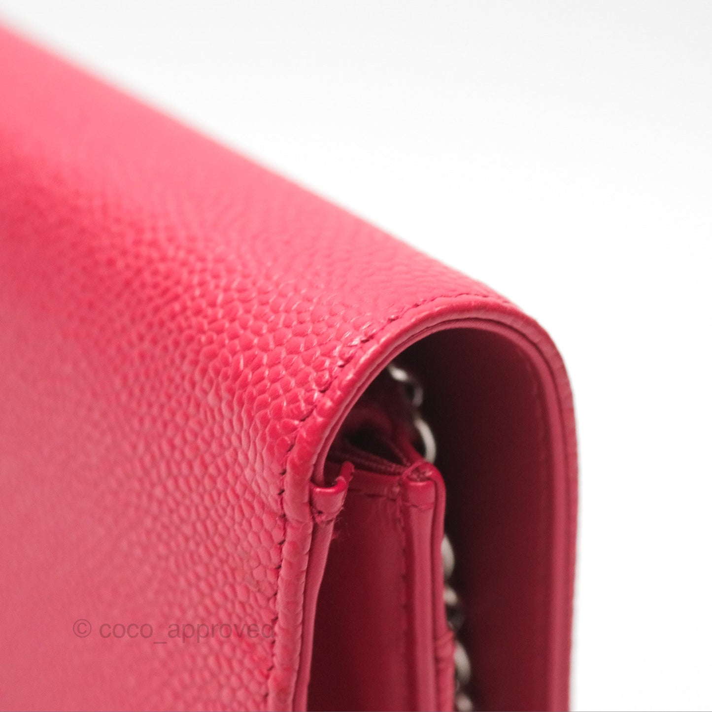 Chanel CC Wallet On Chain WOC Dark Pink Caviar Silver Hardware