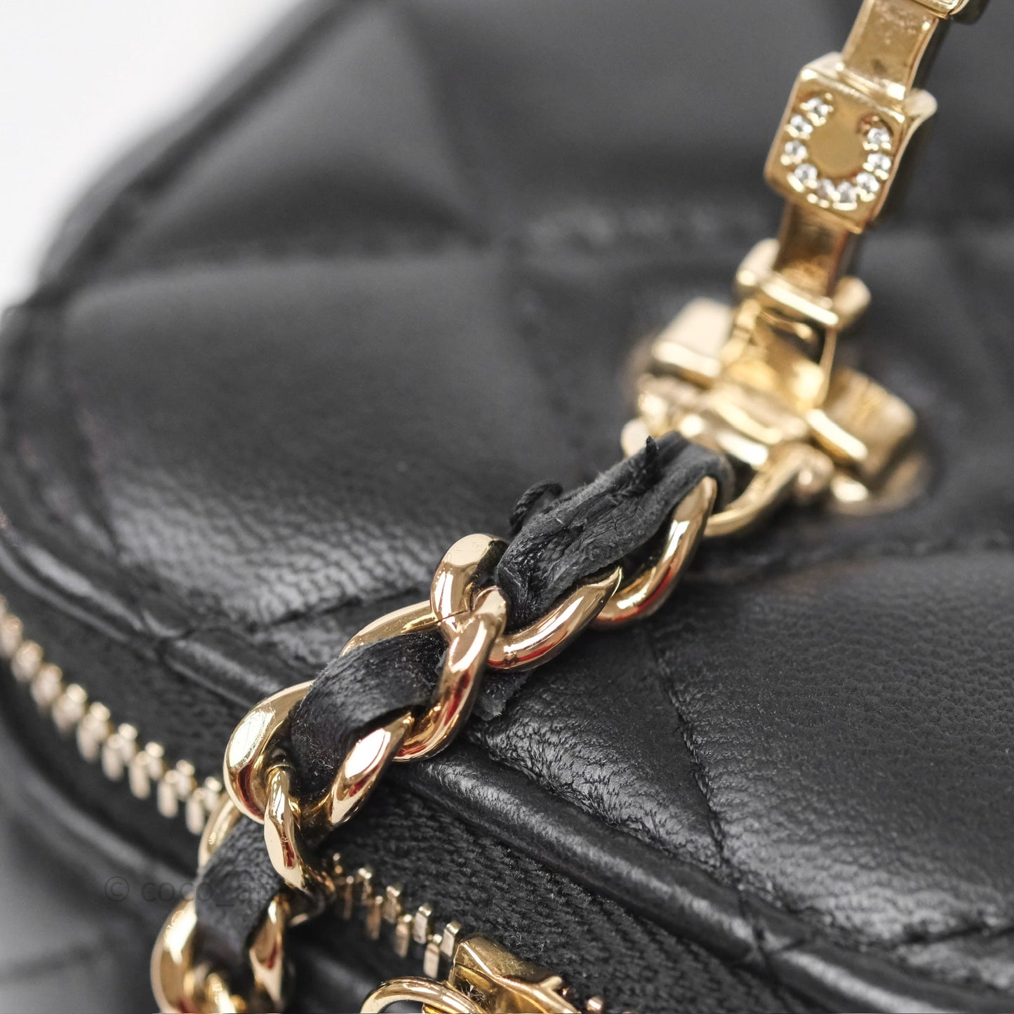 Chanel Crystals Top Handle Vanity Rectangular Black Lambskin Gold Hardware