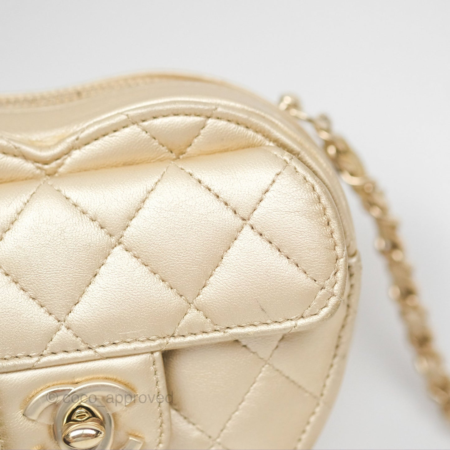 Chanel Small Heart Bag Gold Lambskin Gold Hardware 22S