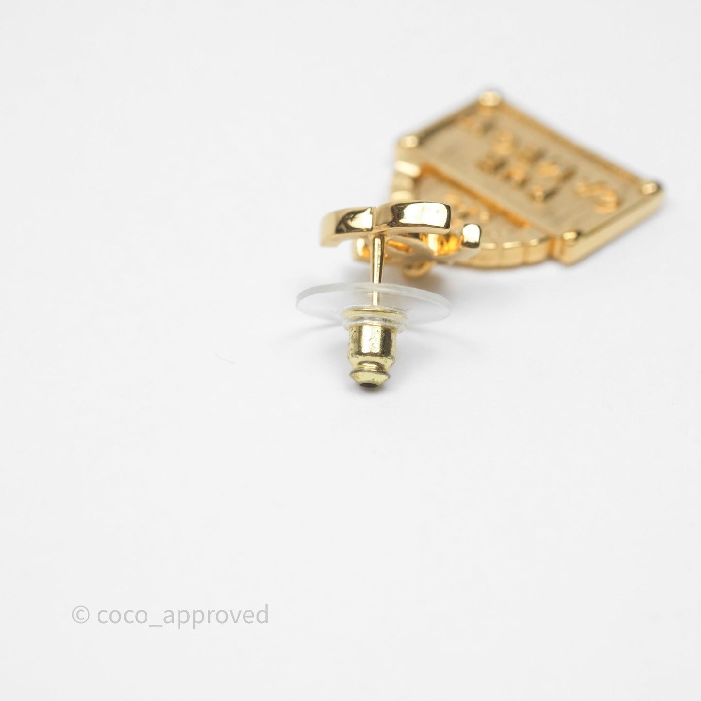 Chanel Rue Cambon CC Drop Earrings Gold Tone 22A