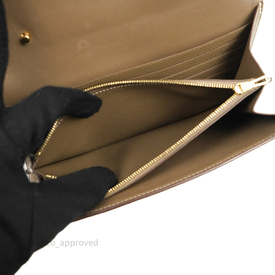 Hermès Constance Long To Go Wallet Etoupe Epsom Gold Hardware