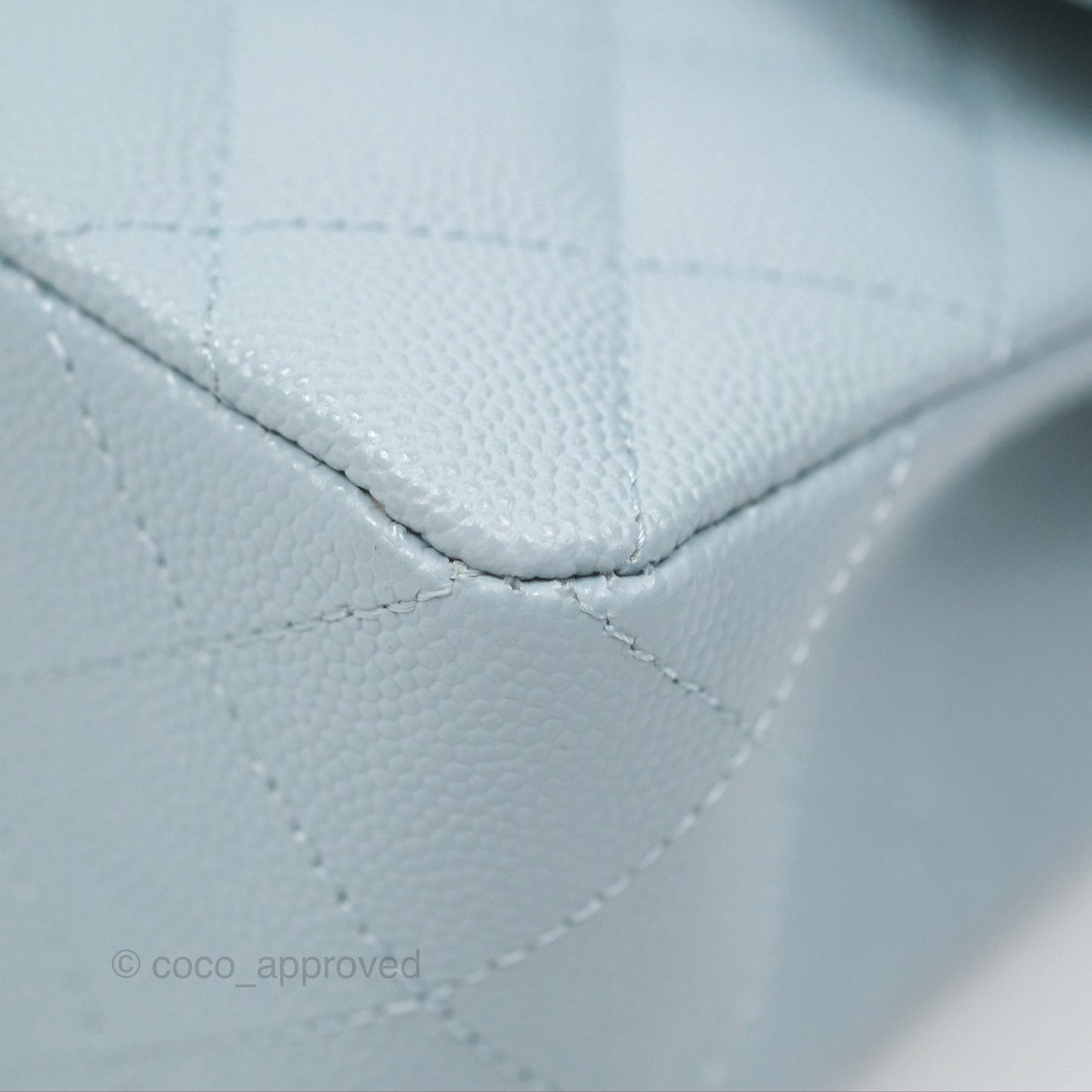 Chanel Small Classic Quilted Flap Light Blue Caviar Gold Hardware