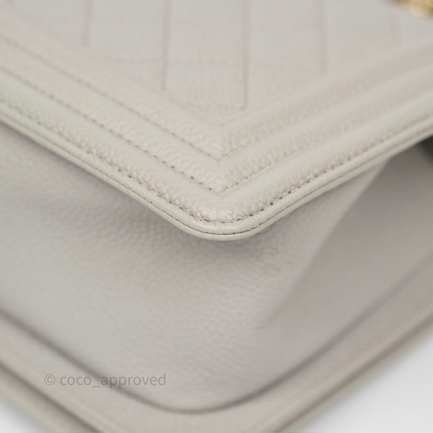 Chanel Medium Boy Quilted Grey Caviar Gold Hardware