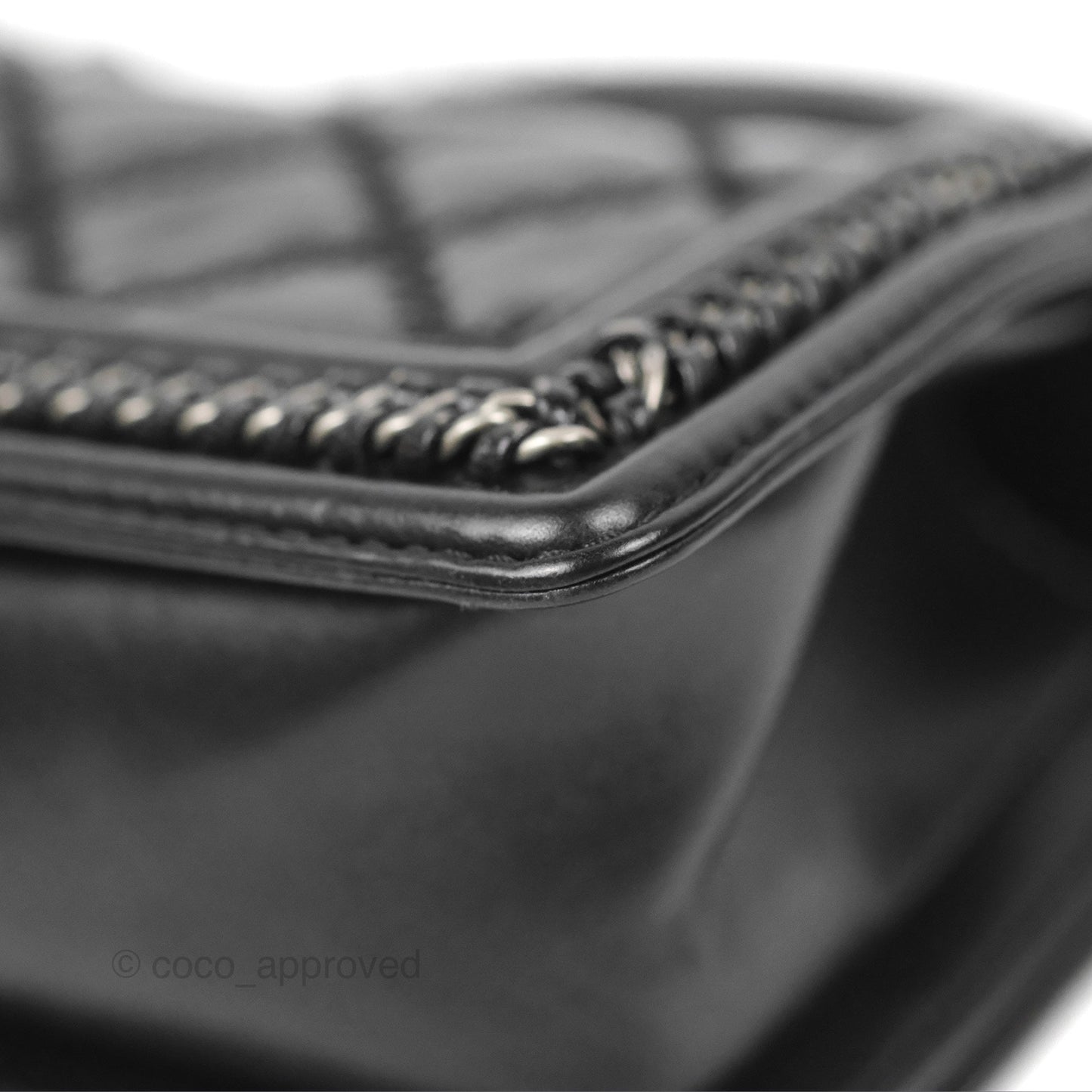 Chanel Small Chain Around Top Handle Boy Black Calfskin Ruthenium Hardware