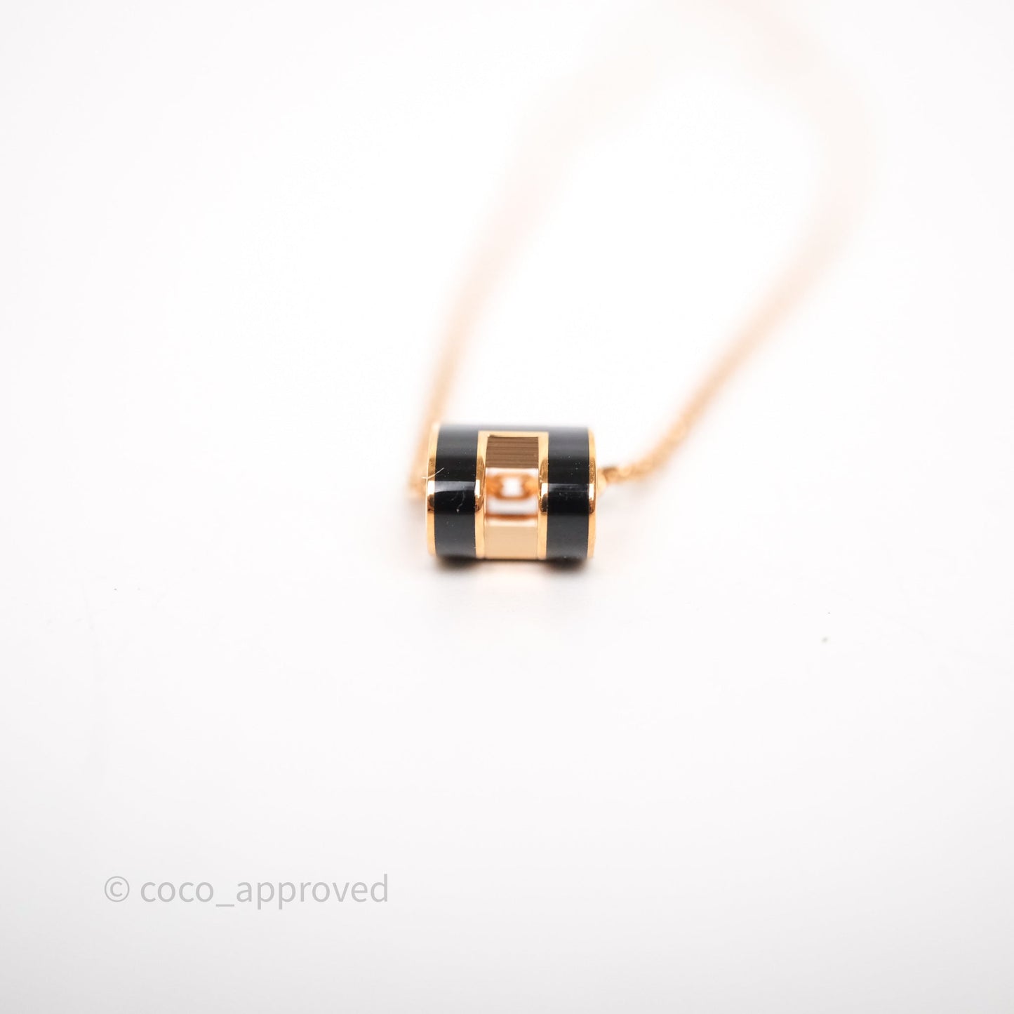Hermès Mini Pop H Pendant Necklace Black Rose Gold Hardware