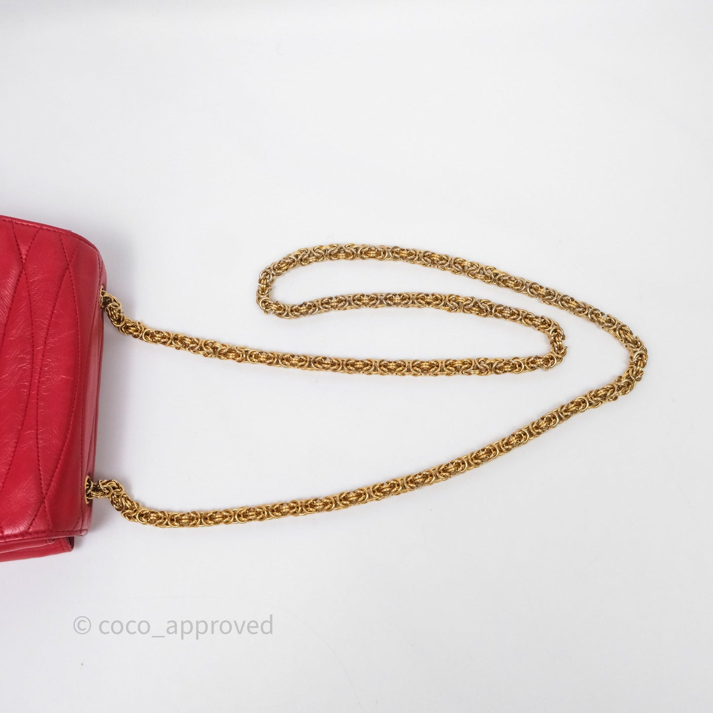 Chanel Vintage Quilted Flap Bag Red Lambskin Gold Hardware