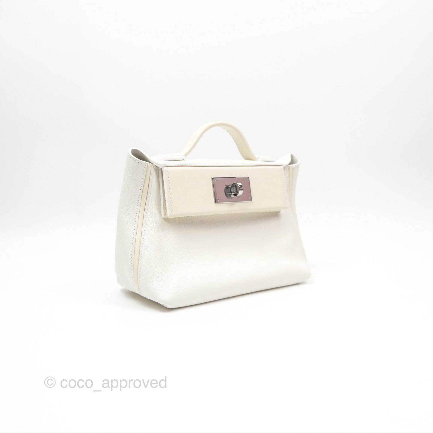 Hermès 24/24 21 Mini Blanc 01/ Nata I2 Evercolor/ Swift Palladium Hardware