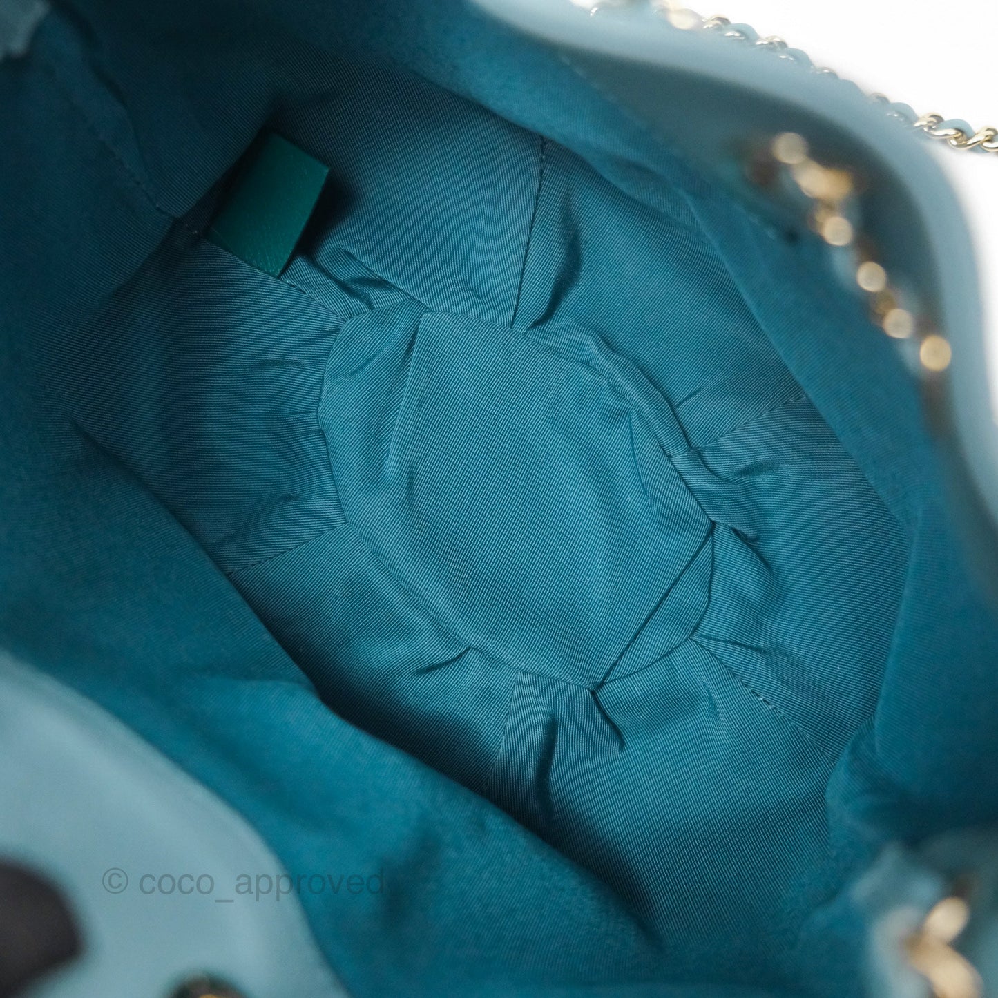 Chanel Small Drawstring Bucket Bag Blue Calfskin Gold Hardware