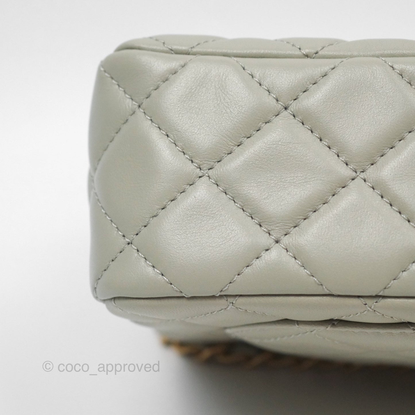 Chanel Pearl Crush Mini Rectangular Grey Lambskin Aged Gold Hardware
