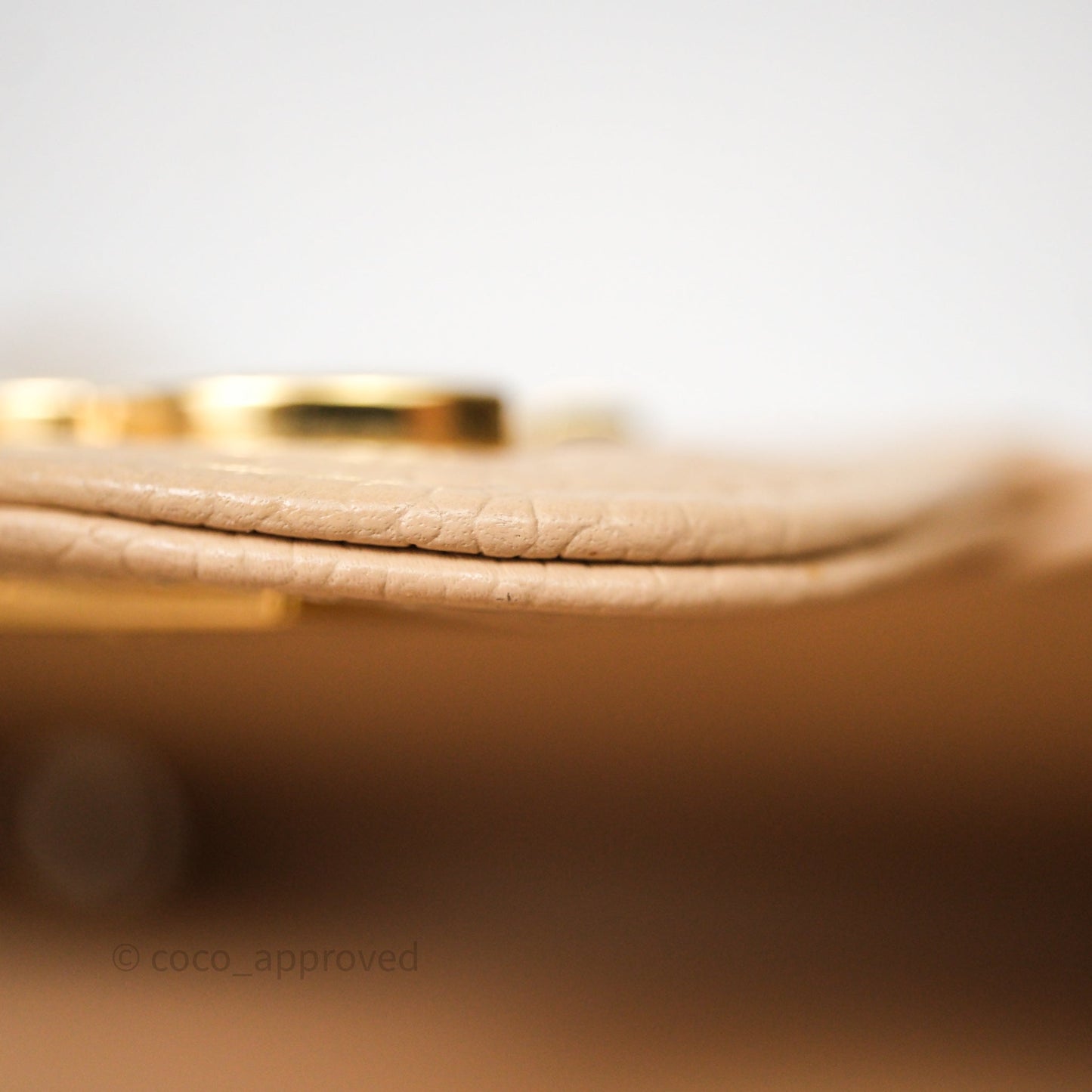 Chanel Classic M/L Medium Flap Quilted Beige Caviar Gold Hardware