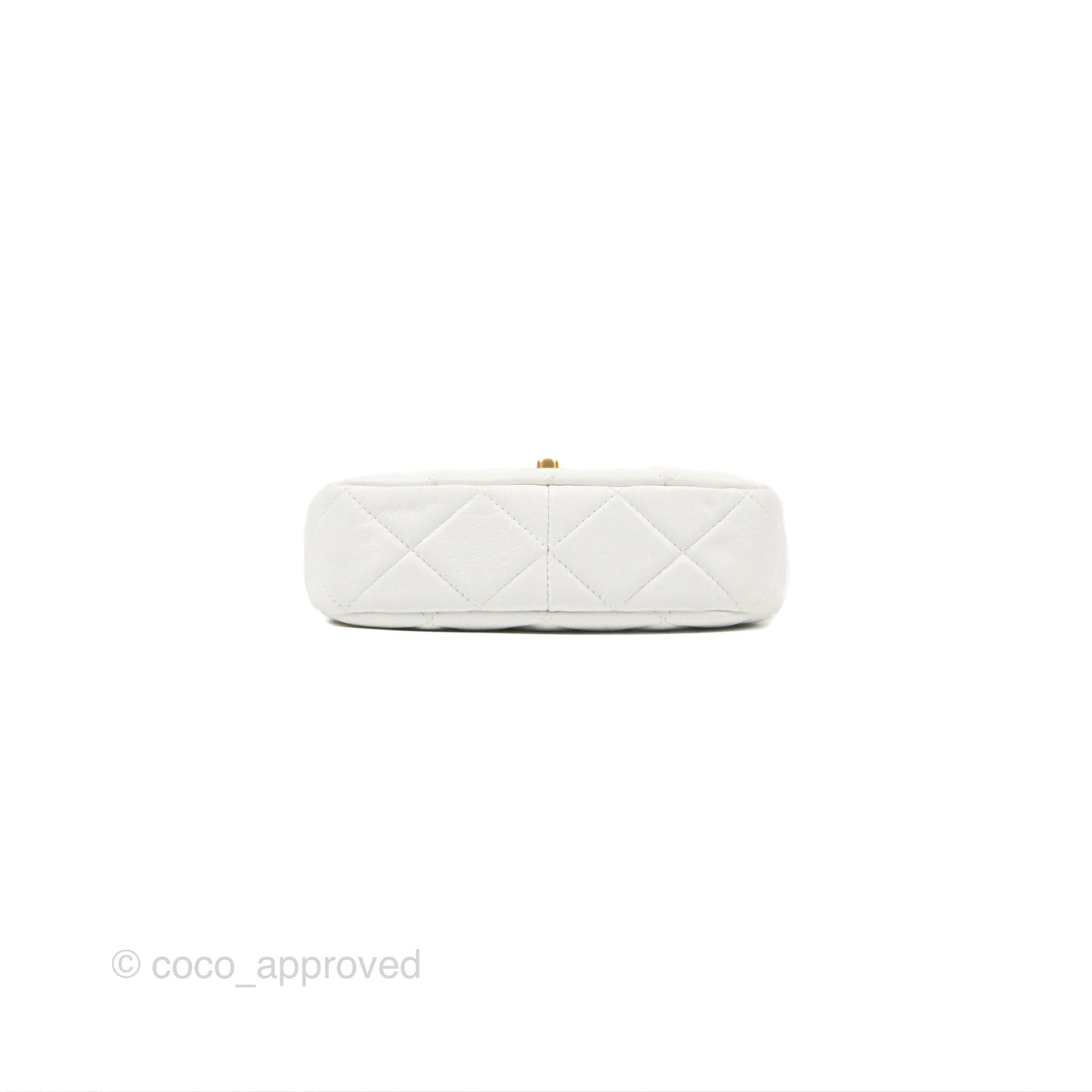 Chanel Small Flap Bag White Lambskin Aged Gold and Lacquered Metal 22S