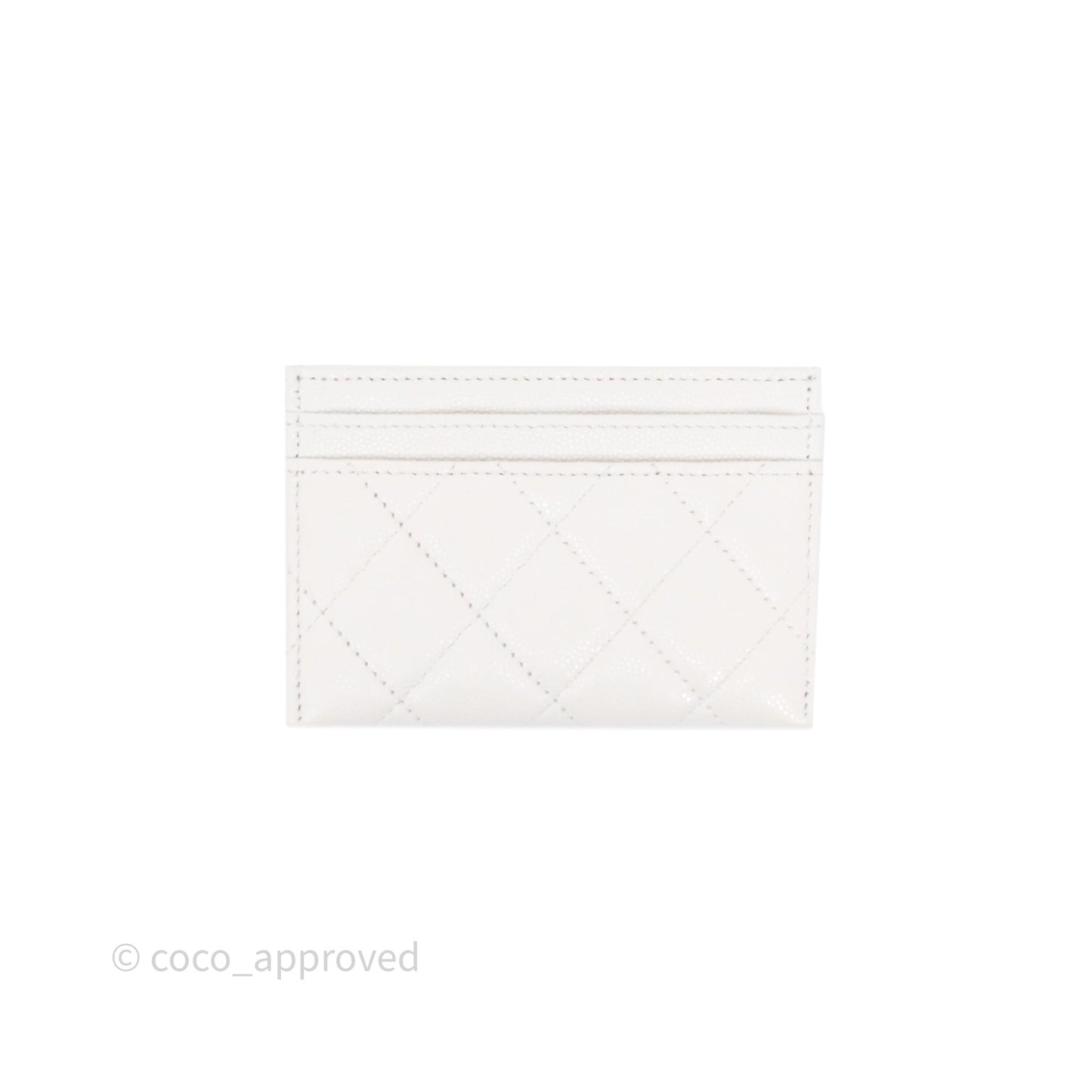 Chanel Crystal CC Quilted Flat Card Holder White Caviar