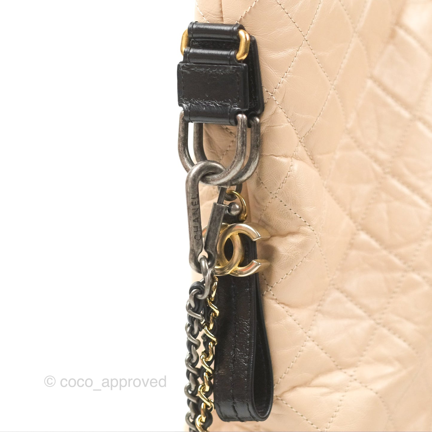 Chanel Large Gabrielle Shopping Tote Quilted Beige Aged Calfskin