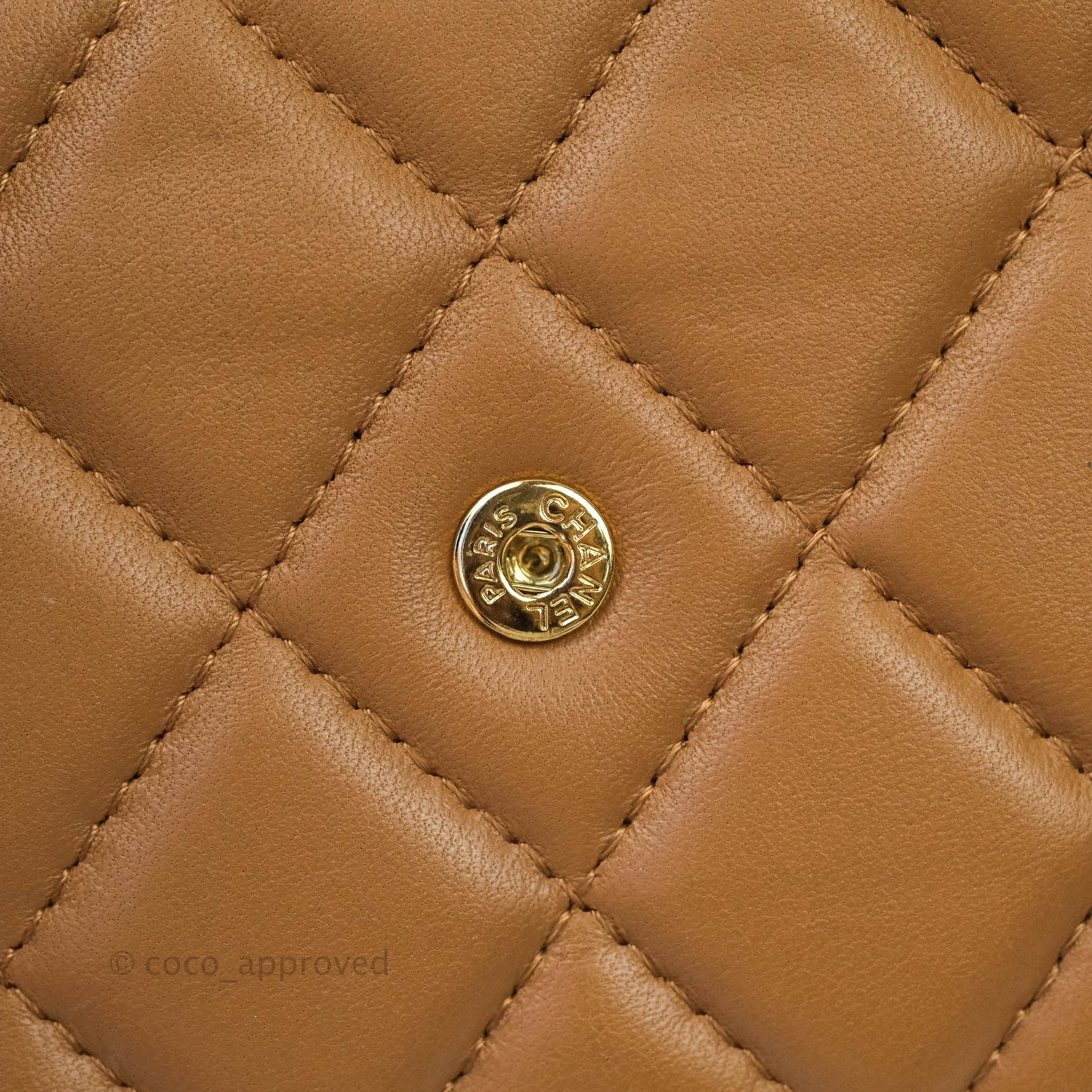 Chanel Quilted Wallet on Chain WOC Caramel Tan Lambskin Gold Hardware