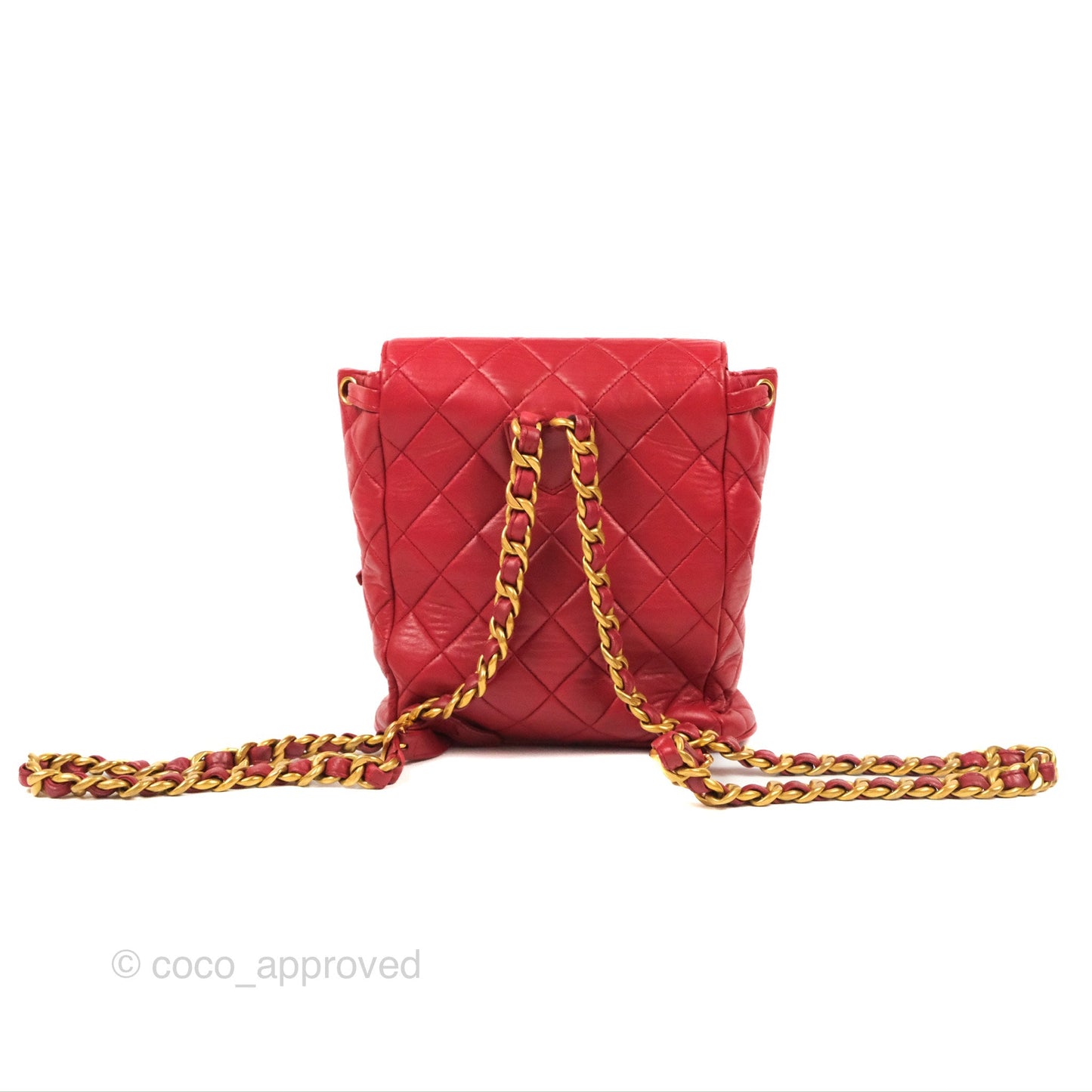Chanel Vintage CC Duma Backpack Red Lambskin 24K Gold Hardware