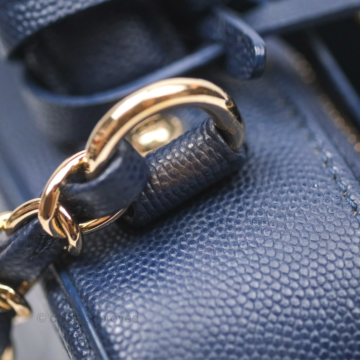 Chanel Quilted Medium CC Filigree Vanity Case Dark Navy Caviar Gold Hardware