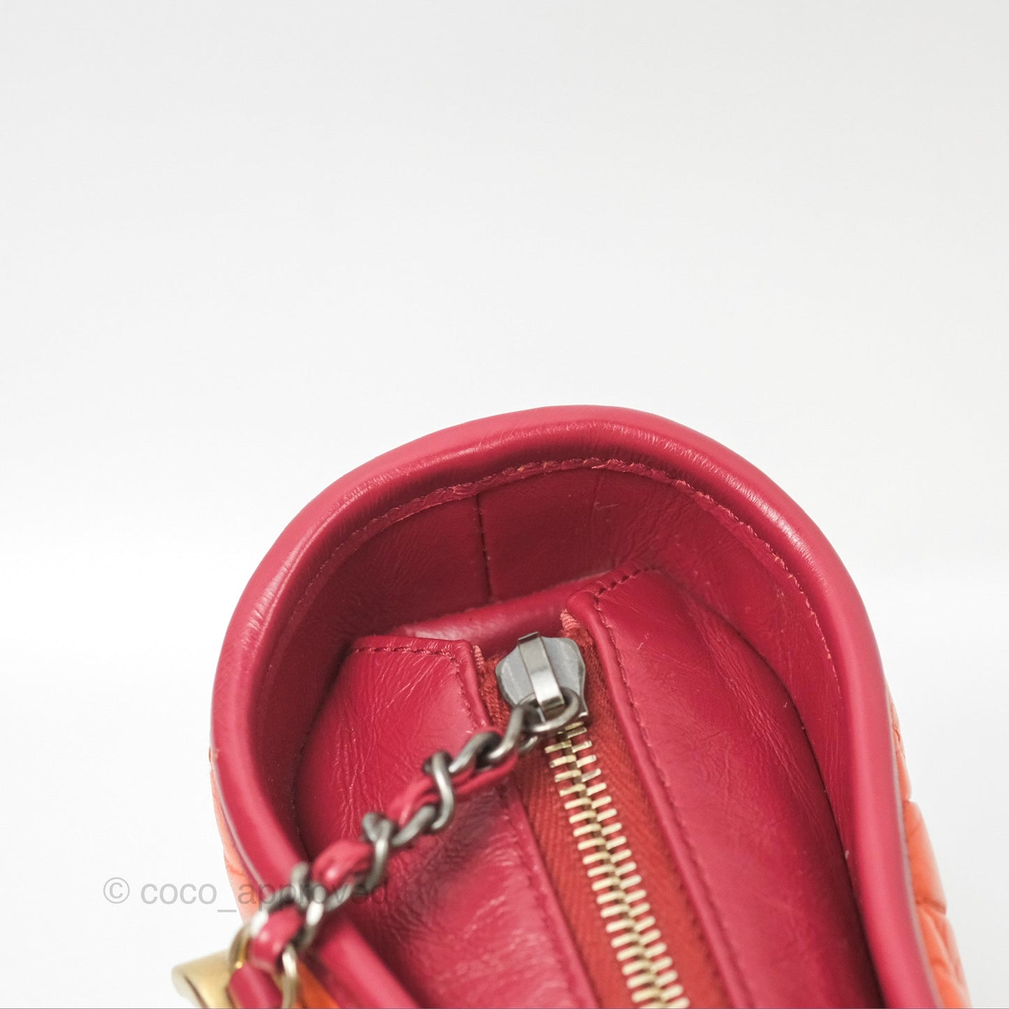 Chanel Small Gabrielle Hobo Chevron Orange Red Aged Calfskin