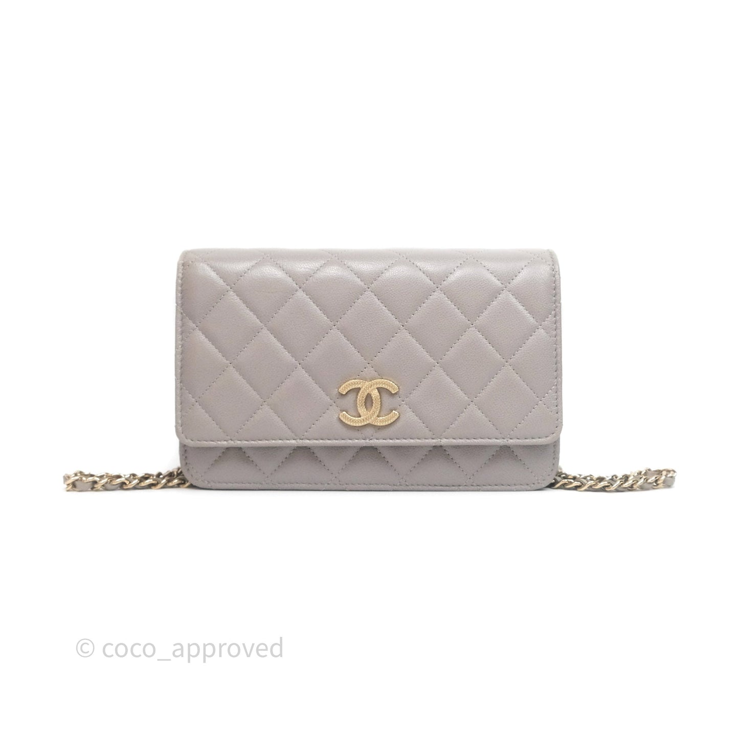 Chanel Classic Quilted Wallet on Chain WOC Grey Caviar Gold Hardware