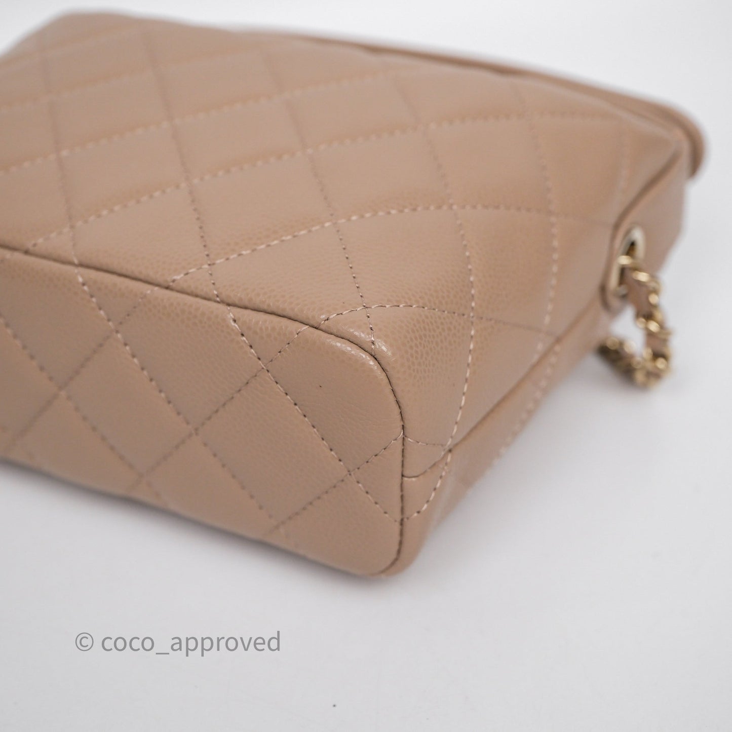 Chanel Quilted Hobo With Chain Beige Fonce Caviar Gold Hardware