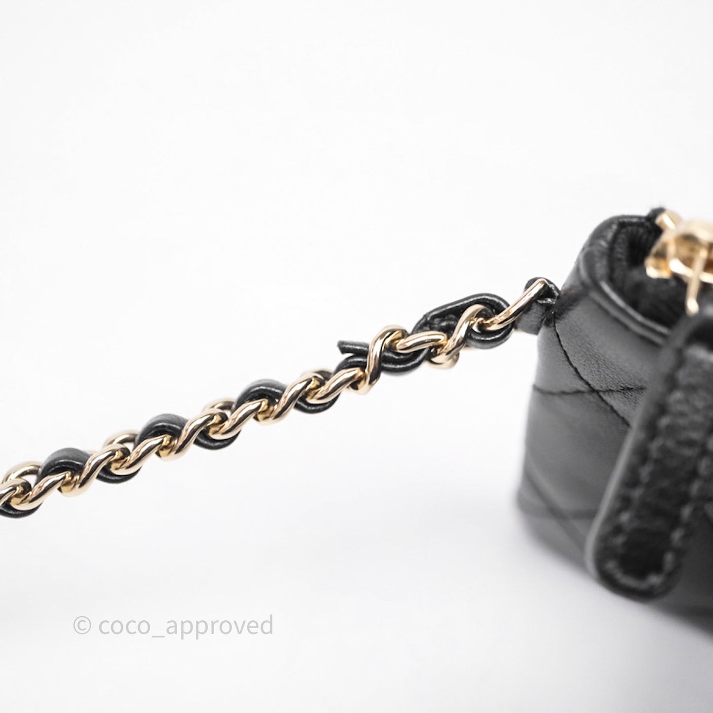 Chanel Mesh Clutch With Chain Black Shiny Lambskin Gold Hardware