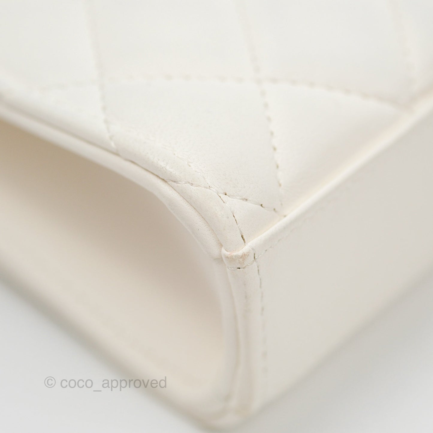 Chanel Quilted Pearl Crush Phone Holder With Chain White Lambskin
