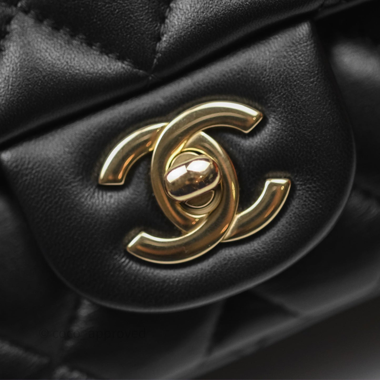 Chanel Mini Square Flap Quilted Black Lambskin Gold Hardware
