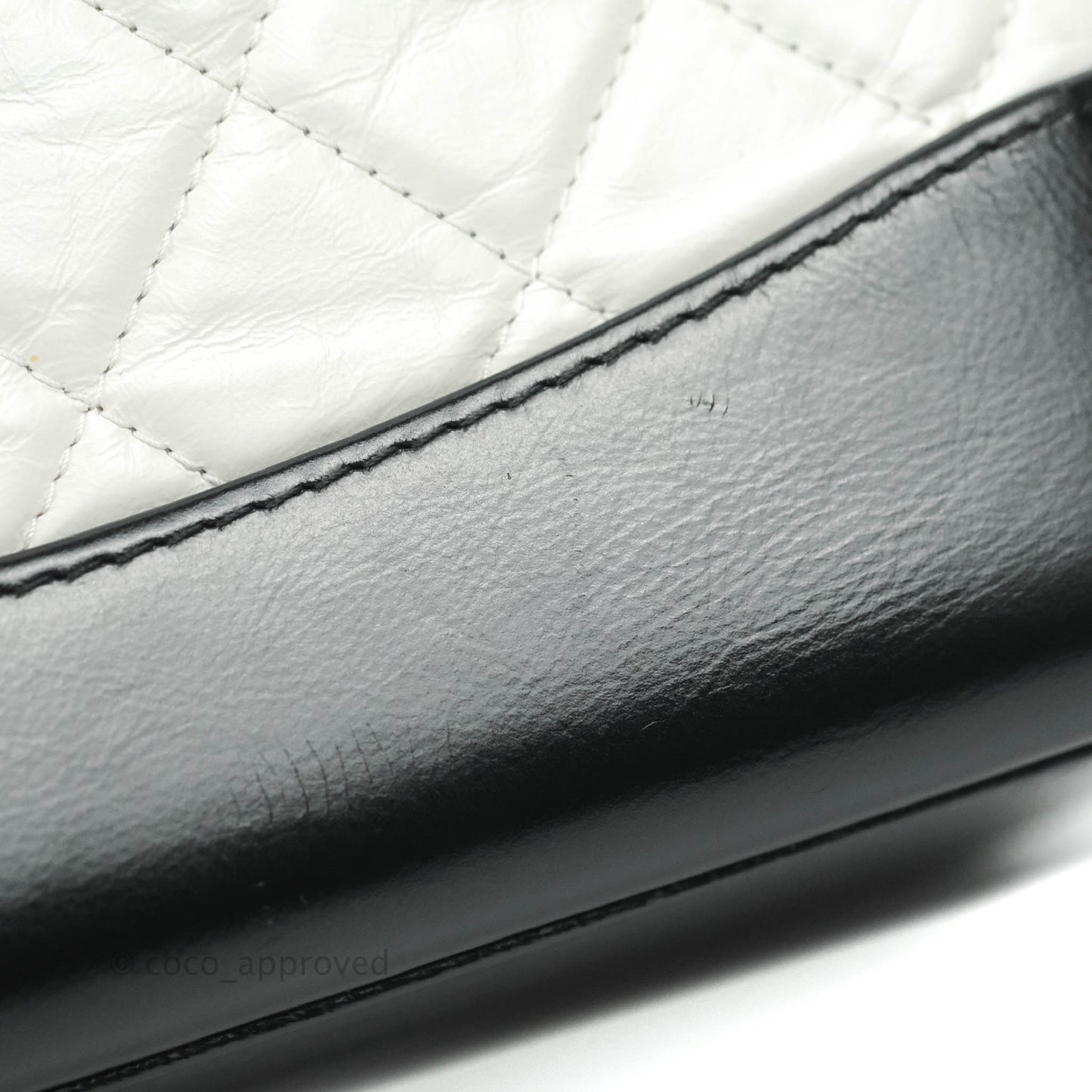 Chanel Small Gabrielle Backpack White Black Aged Calfskin