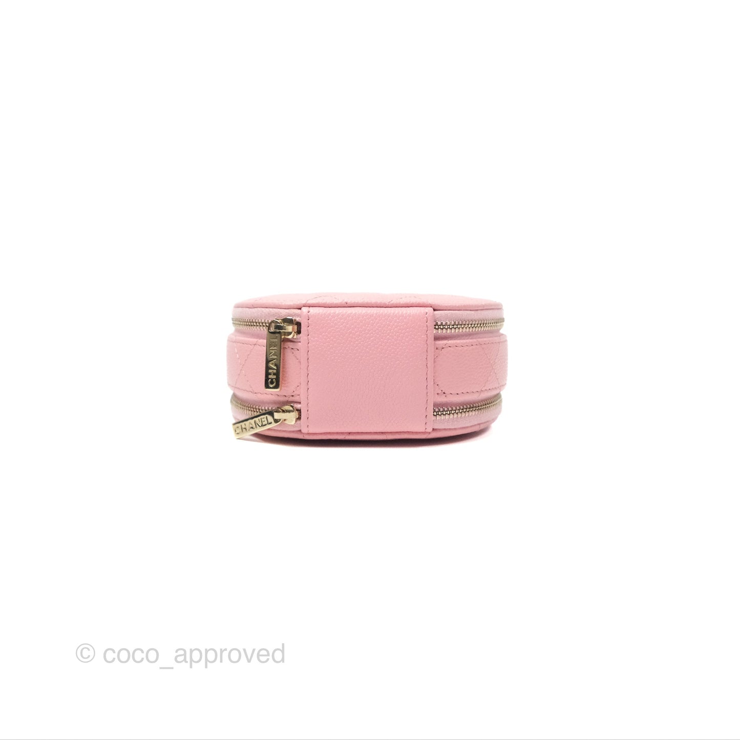 Chanel Mini Round Vanity Bag Handle With Care Pink Caviar 22C