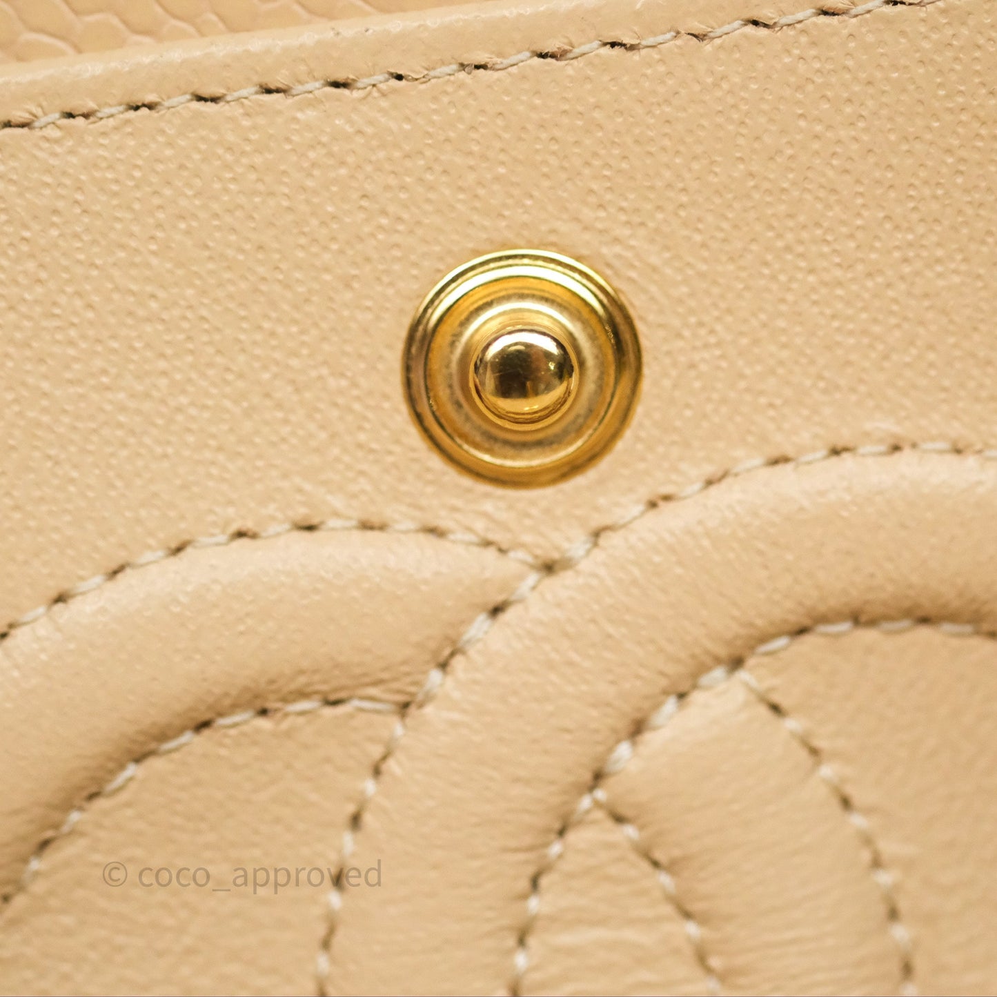 Chanel Small Quilted Classic Flap Beige Caviar Gold Hardware