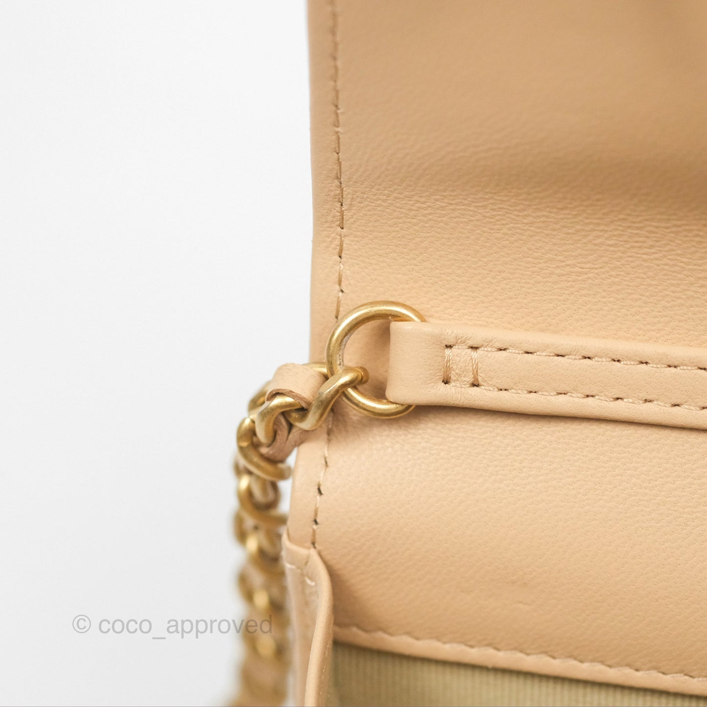 Chanel Quilted Pearl Crush Wallet on Chain WOC Beige Lambskin Aged Gold Hardware
