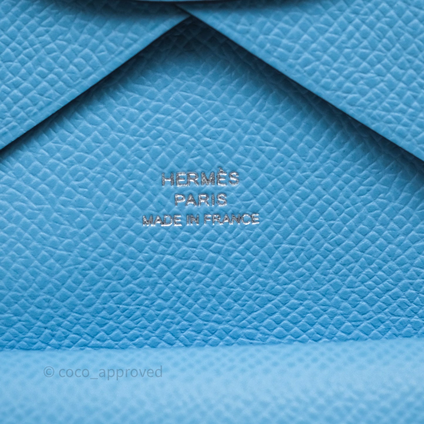 Hermès Calvi Duo Compact Card Holder Celeste 7N Epsom