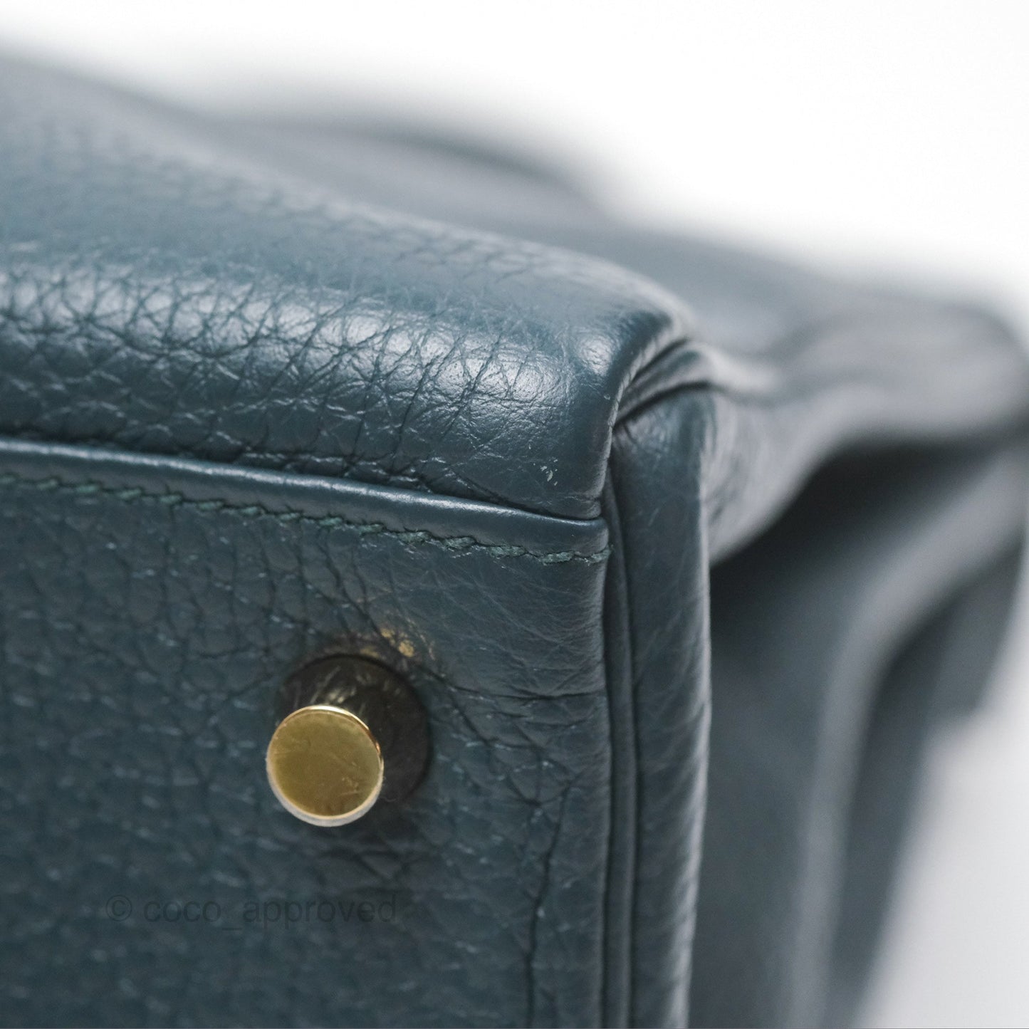 Hermes Kelly 28 Clemence Vert Cypress 6O Gold Hardware