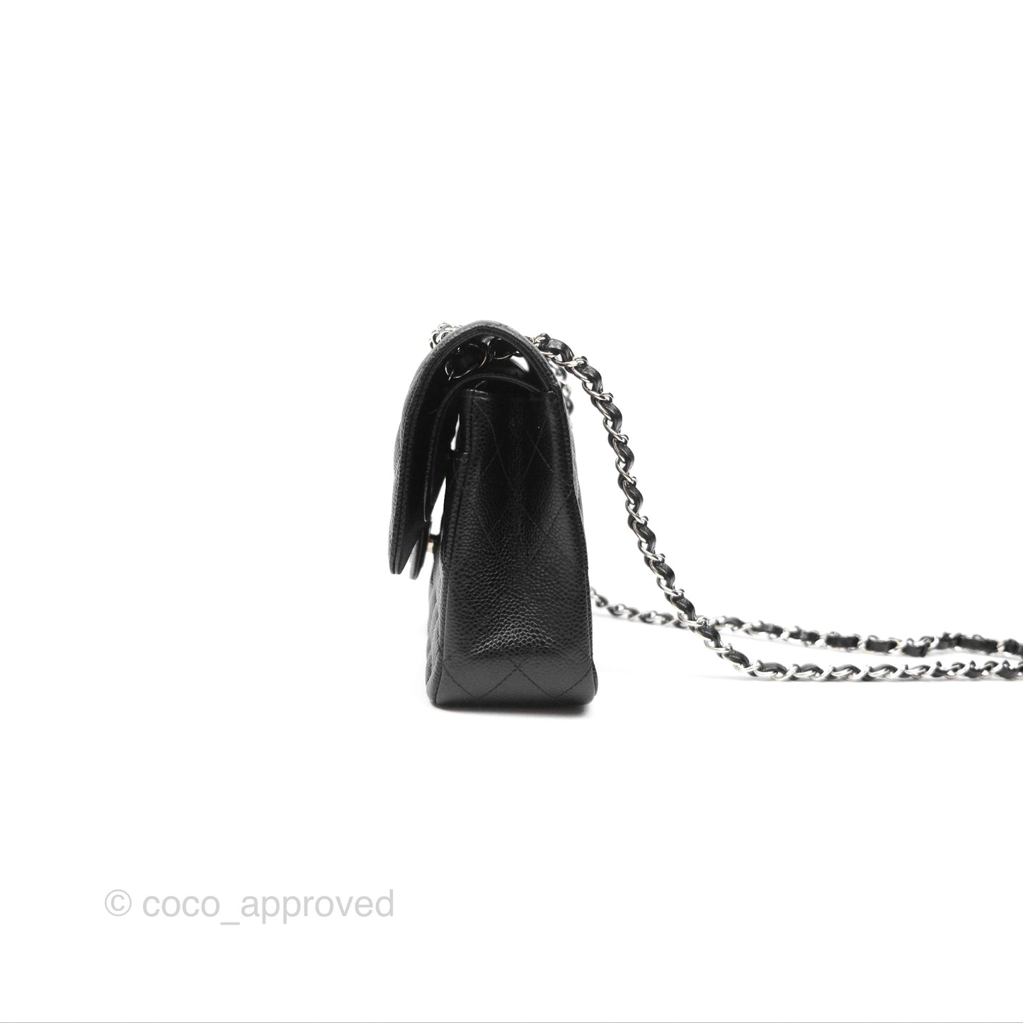 Chanel Classic M/L Medium Flap Quilted Black Caviar Silver Hardware