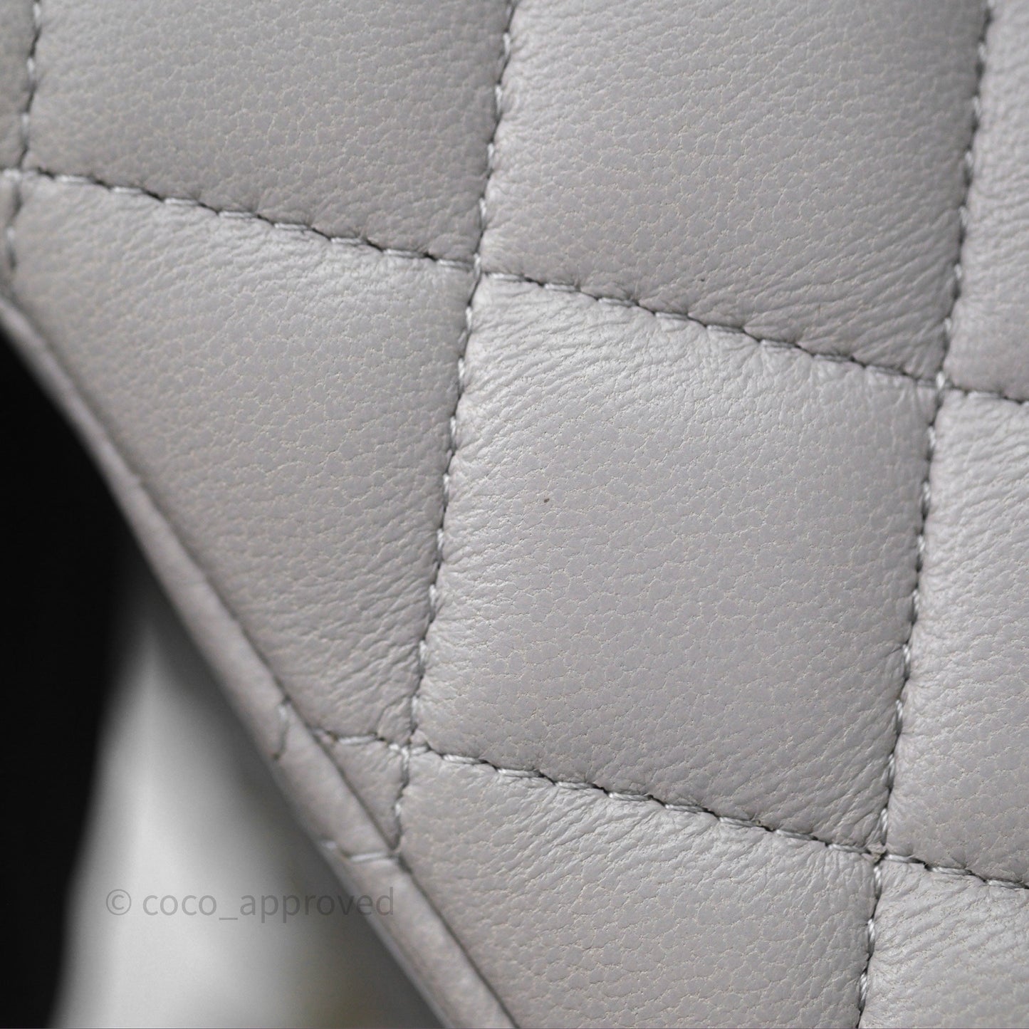 Chanel Mini Square Flap Quilted Light Grey Lambskin Gold Hardware