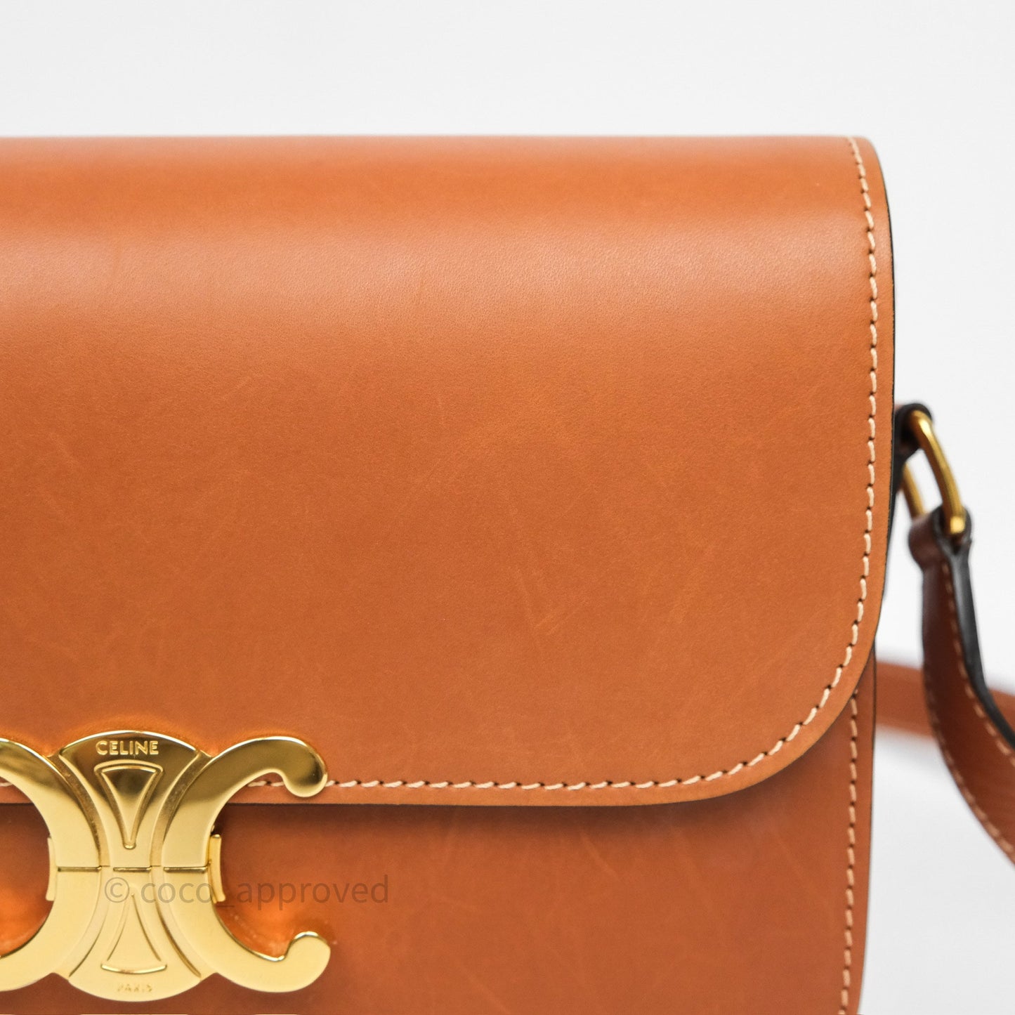 Celine Medium Triomphe Bag Tan Natural Calfskin