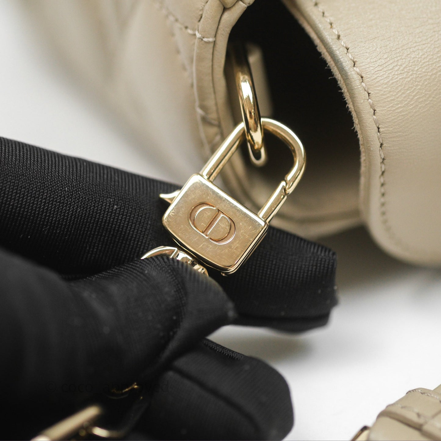 Dior Medium Lady D-Joy Bag Sand Lambskin Cannage Gold Hardware
