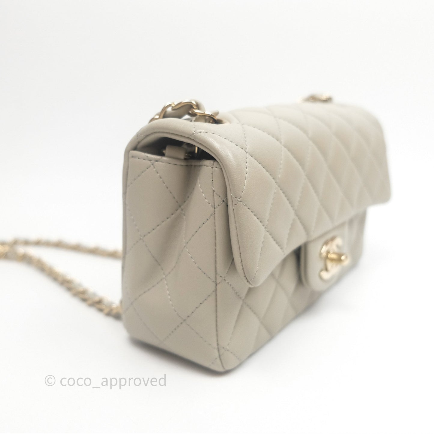 Chanel Mini Rectangular Quilted Sage Lambskin Gold Hardware