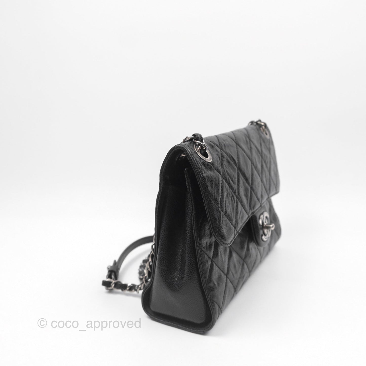 Chanel Quilted Single Flap Bag Soft Caviar Black Ruthenium Hardware
