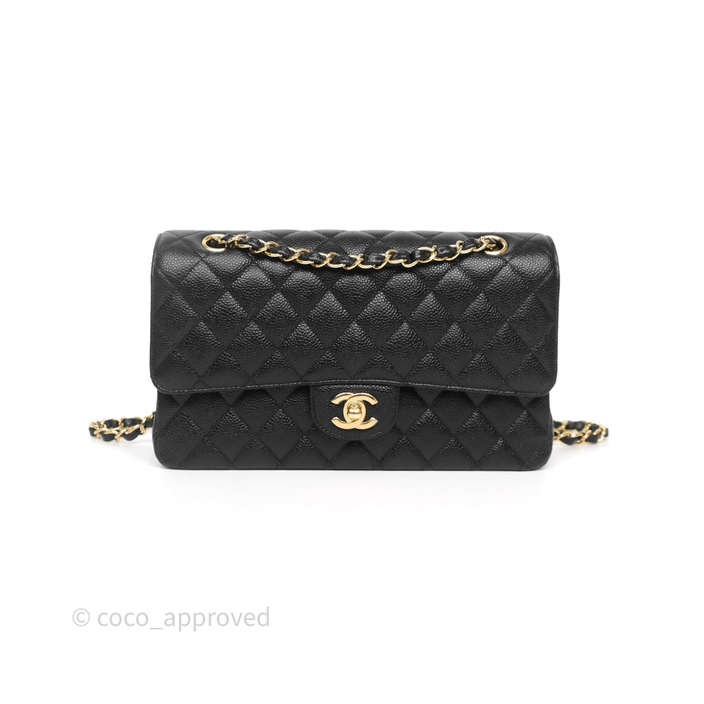 Chanel Classic M/L Medium Flap Quilted Black Caviar Gold Hardware
