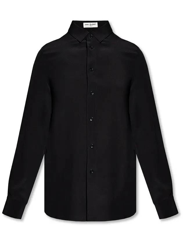 Luxury Saint Laurent Basic Slim Fit Silk Shirt Black
