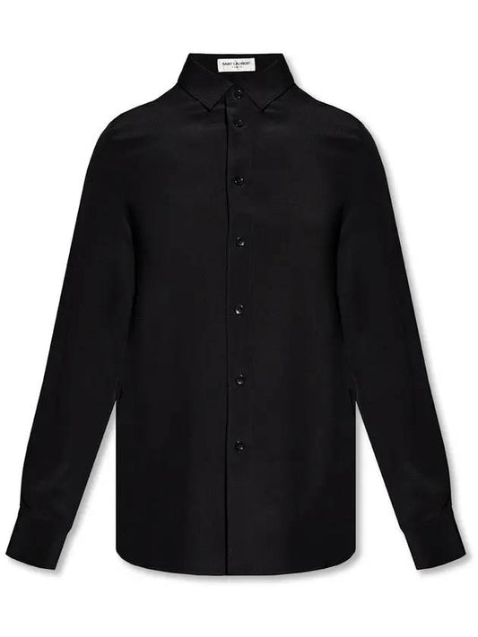 Luxury Saint Laurent Basic Slim Fit Silk Shirt Black