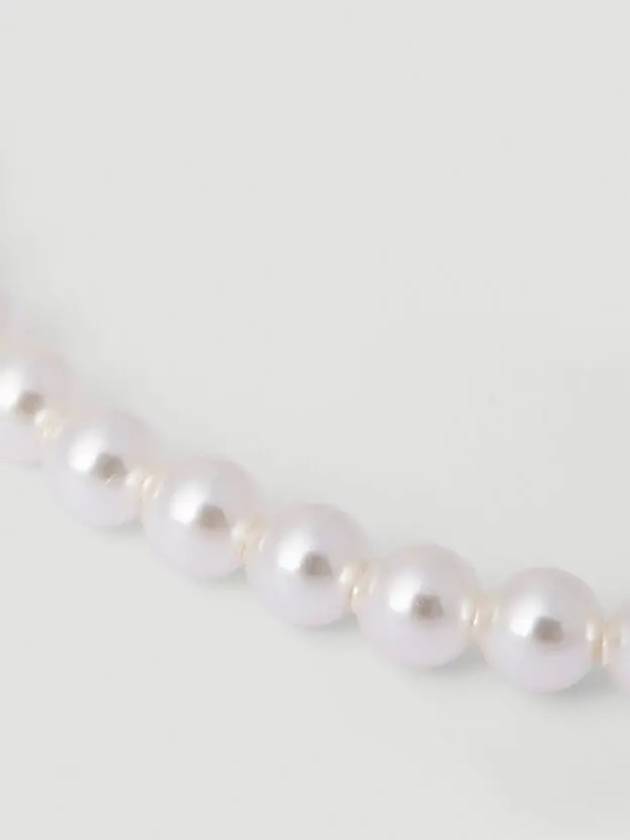 Luxury Saint Laurent Logo Plaque Glass Pearl Bracelet Cream